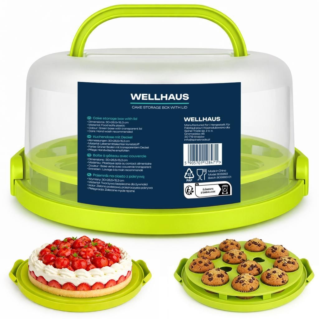 WELLHAUS Nádoba na torty zelená 30x26,5x15,3 cm Obrázok produktu 