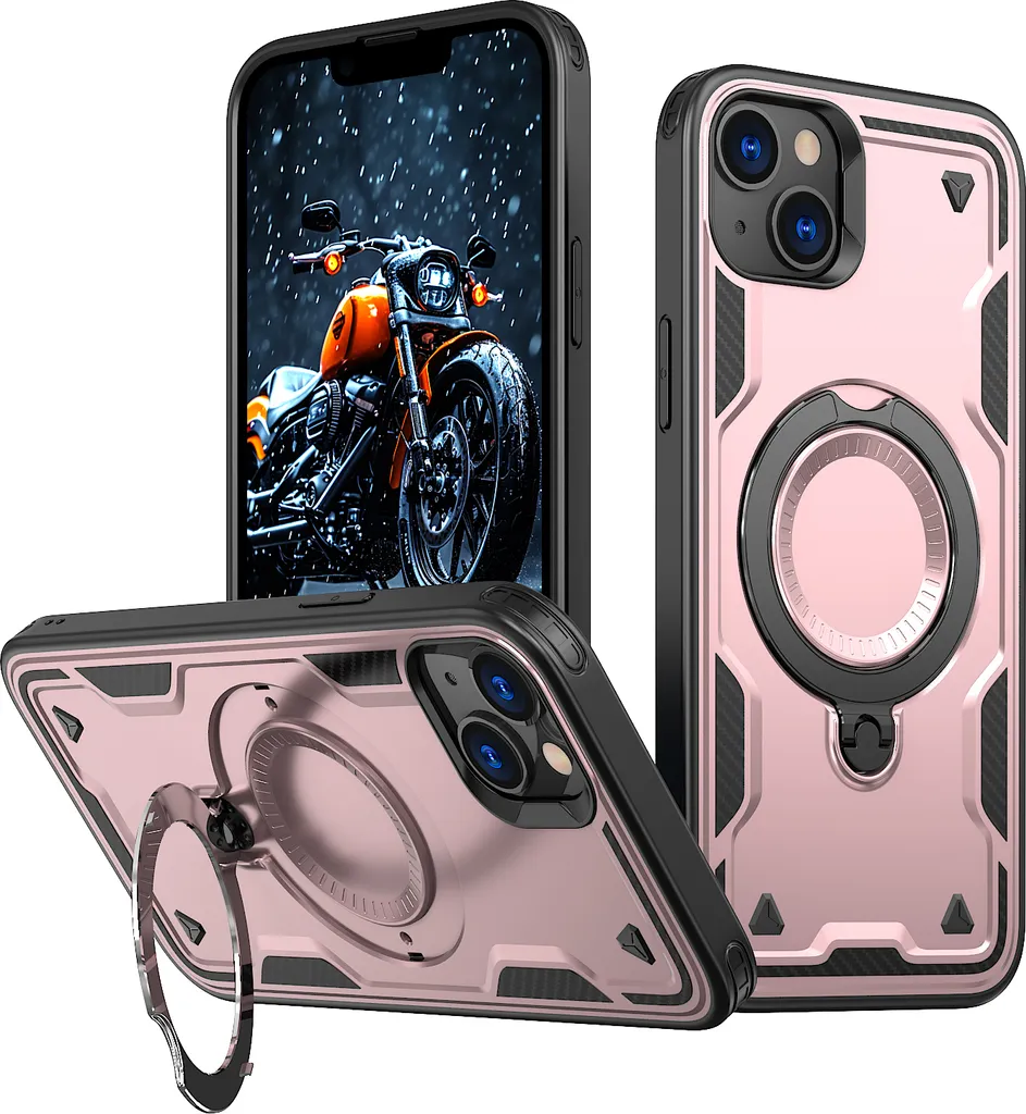 Custodia Armored iPhone 13/14 Rosa: Standard Militare e Metallo
