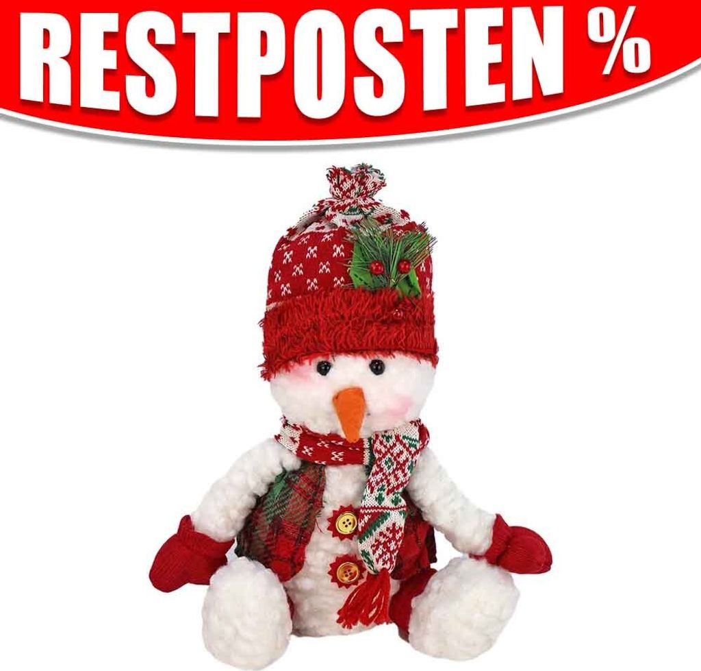 Sitzender Schneemann Deko Figur - ca. 48 cm