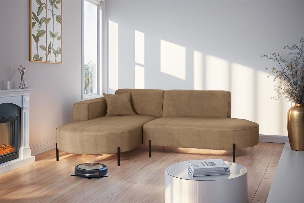 Ecksofa Designersofa VALENCIA XS in Stoff Noel Braun Ottomane Links