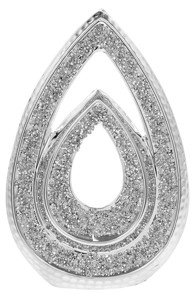 Elegante silberne Doppeltropfen mit zerdrückten Diamanten, dekoratives Skulpturenornament