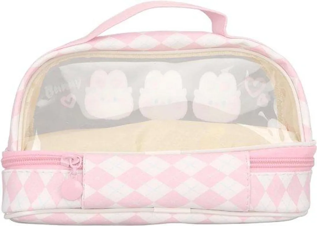 Sac imperméable transparent avec poignée décorée de plumes de lapin