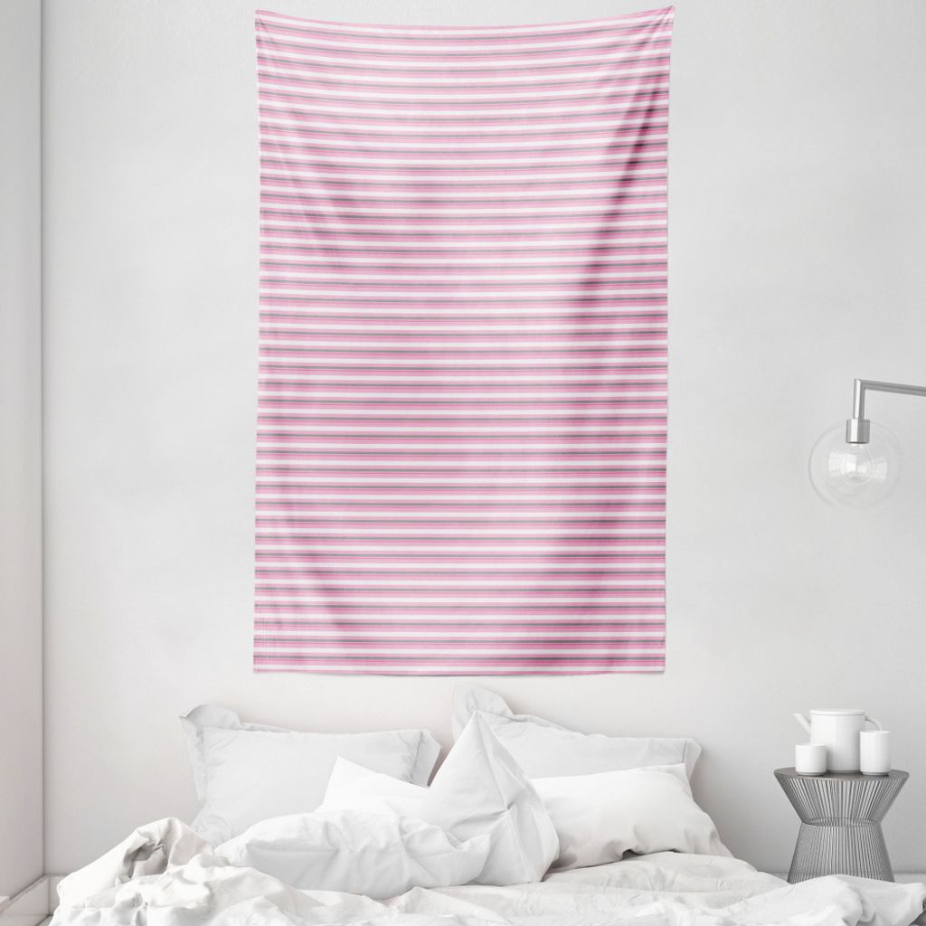 ABAKUHAUS Geometrisch Wandteppich und Tagesdecke, Pink Tones Stripes aus Weiches Mikrofaser Stoff Waschbar ohne Verblassen Digitaldruck, 140 x 230 ...