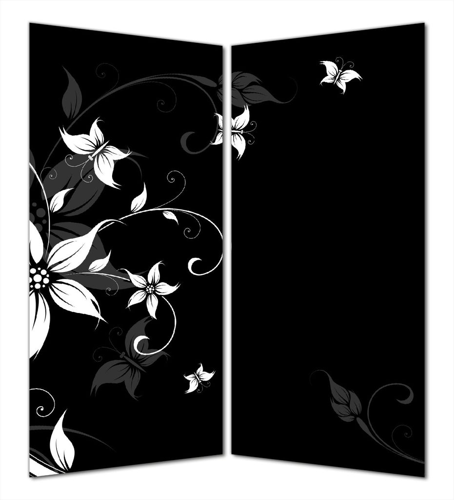 Wallario selbstklebende Duschrückwand 180 x 180 cm mit Motiv Blumenranke in Schwarz-Weiß - Wandverkleidung mit Hochglanzlaminat in Glasoptik