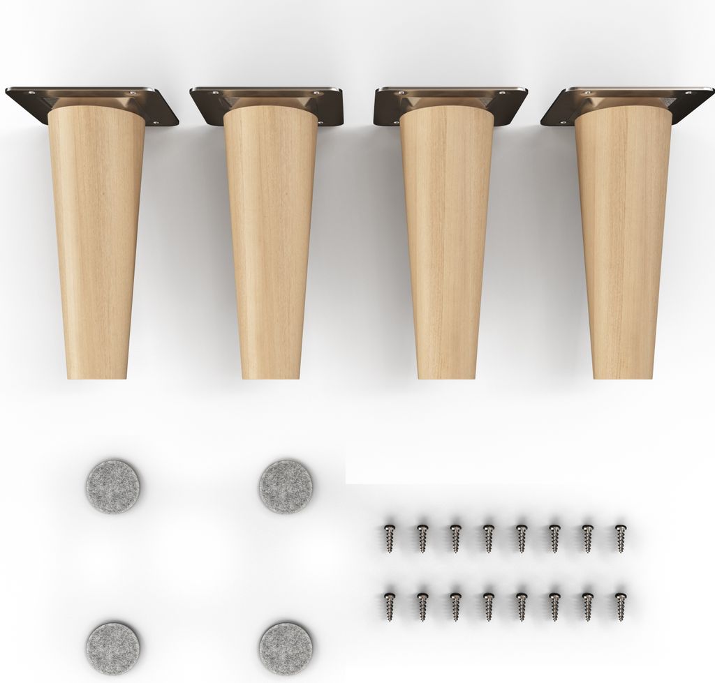 4x sossai Holzfüße rund - gerade Ausführung 12cm Buche Öl-Finish