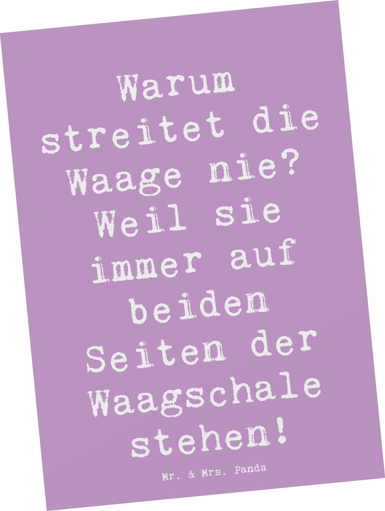 Mr. & Mrs. Panda Ansichtskarte Spruch Waage Harmonie - Produktbild 