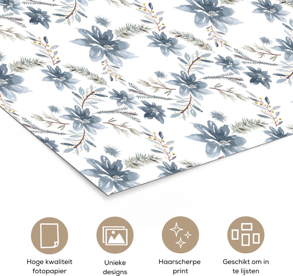 MuchoWow Poster Blumen - Blau - Pflanzen 80x120 cm - Papierdruck