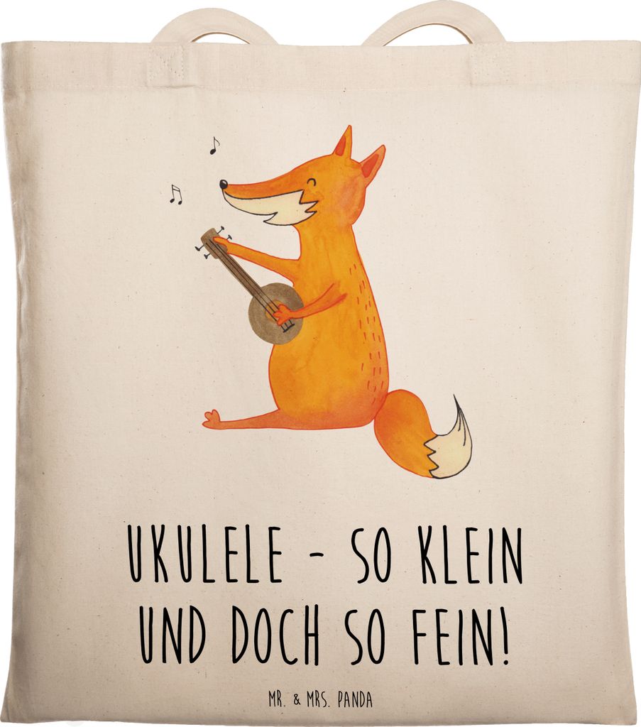 Mr. & Mrs. Panda Tote Bag Zauberhafte Ukulele - Transparent - Geschenk, Tragetasche, Jutebeutel, Shopping Tasche, Lieder, Instrument, Lernen, Stoff...