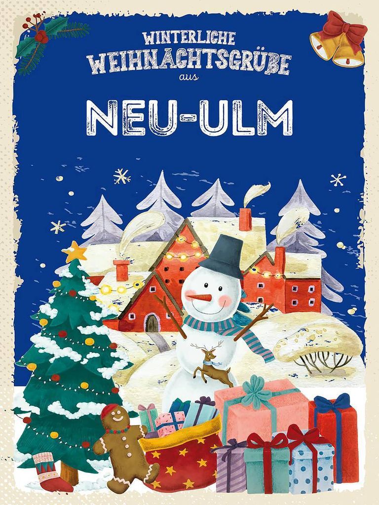 vianmo Holzschild 40x30 cm Weihnachtsgrüße aus NEU-ULM