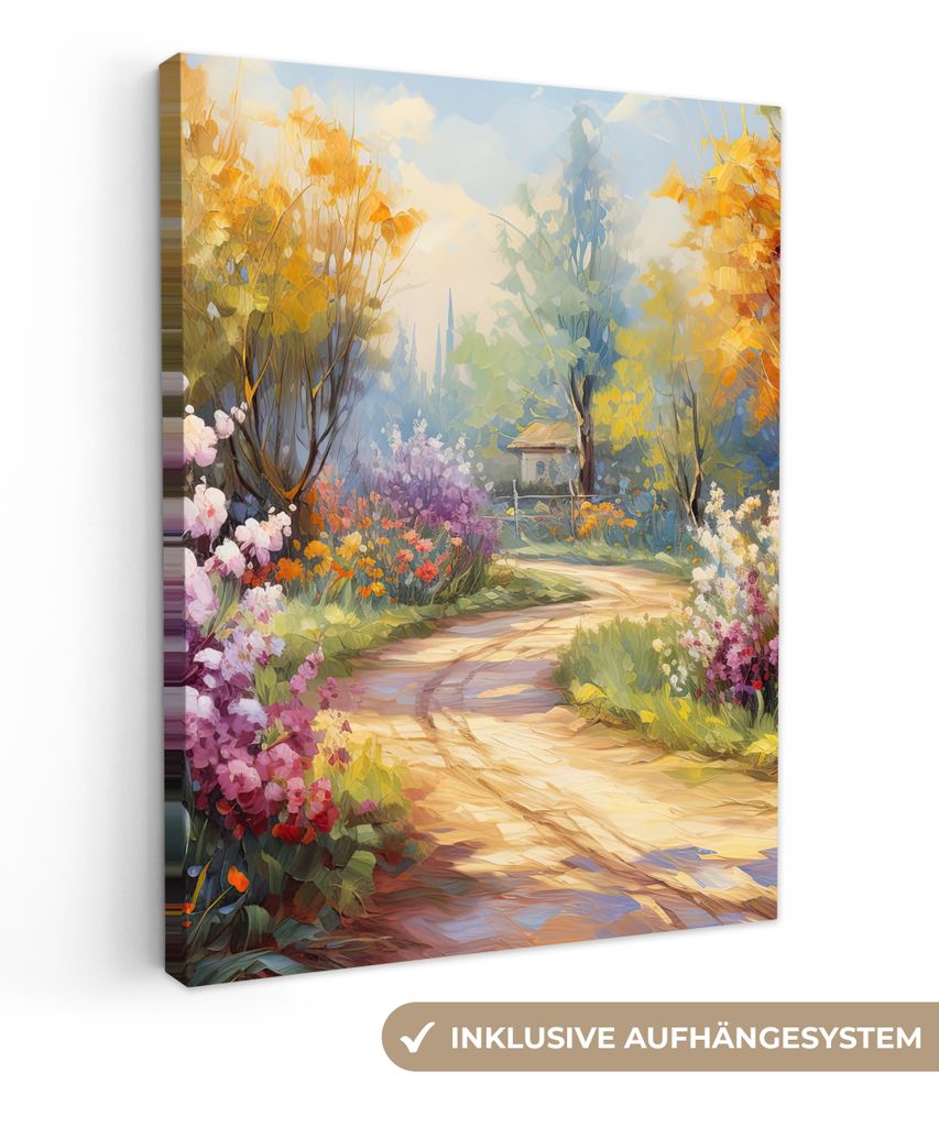 MuchoWow - Leinwandbilder - Blumen - Bäume - Kunst - Aquarell, Wandbild, Wanddeko Bilder Wohnzimmer, 60x80 cm