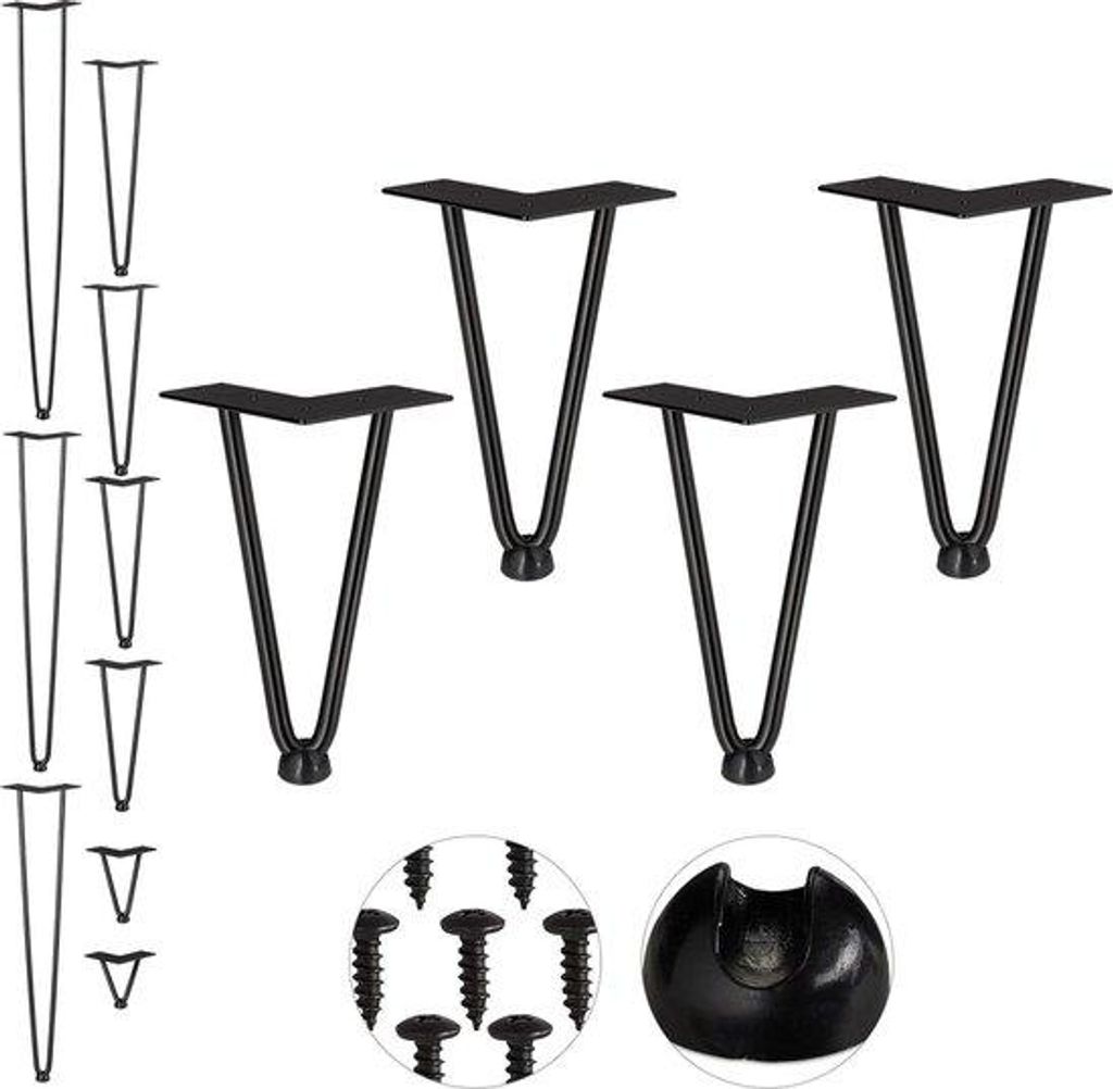 Haarhaken 4er Set - 20 cm hoch - schwarz - für Tisch und Schrank