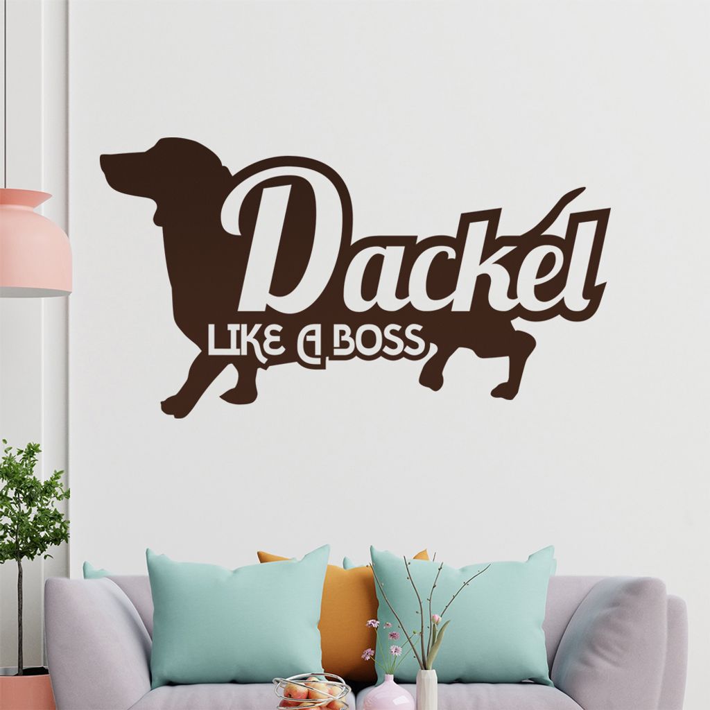 KIWISTAR Dackel Like a Boss Silhouette Schrift Wandtattoo in 6 Größen - Wandaufkleber Wall Sticker - Dekoration, Küche, Wohnzimmer, Schlafzimmer...