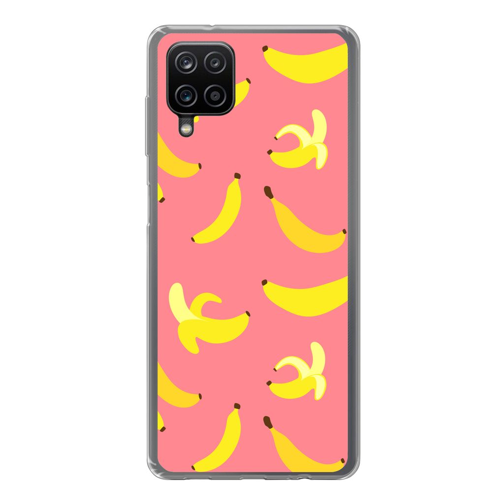 MuchoWow Handyhülle Schutzhülle Hülle für Samsung Galaxy A12 Banane - Rosa - Tropisch Silikon Softcase Handy Hülle - Bild