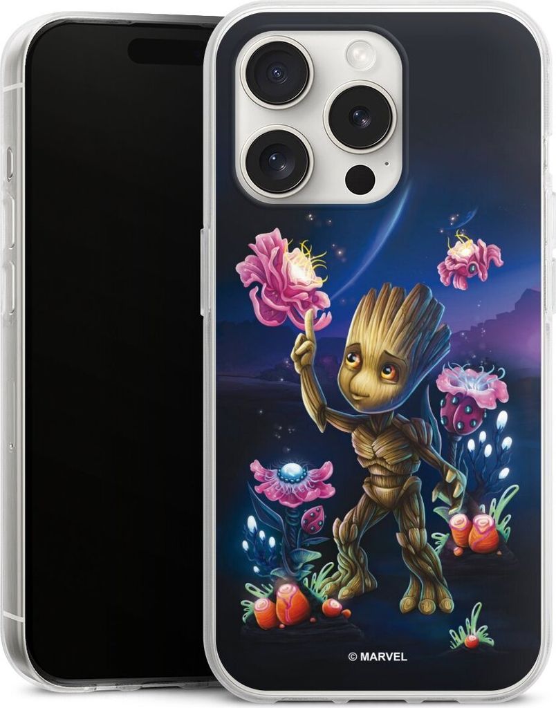 DeinDesign Handyhülle für Apple iPhone 15 Pro Silikon Hülle Case Smartphone Schutzhülle Marvel Guardians Of The Galaxy Baby Groot