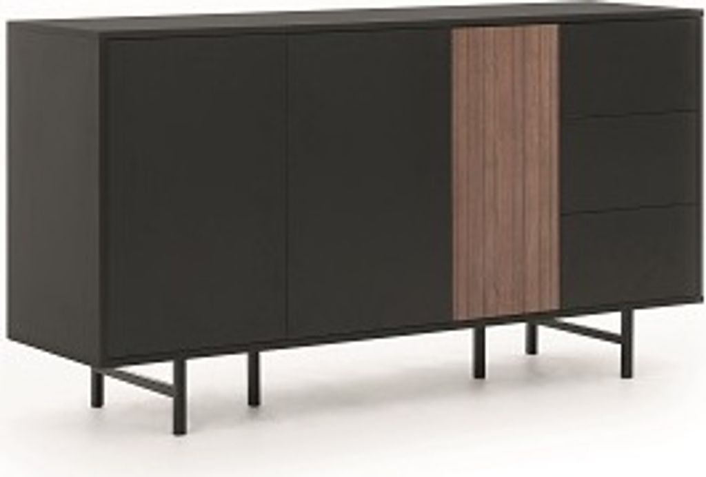 Furmeb24 - PREGGIO K2D3SZ Kommode mit Schubladen Schwarz/ Captains Deck