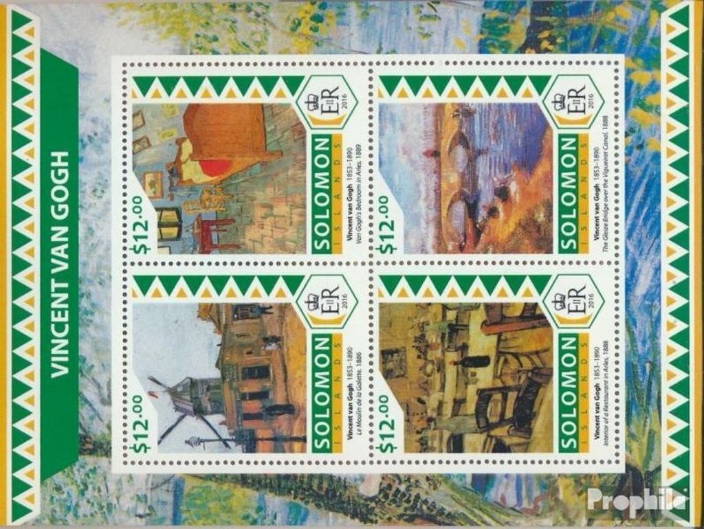 Briefmarken Salomoninseln 2016 Mi 4200-4203 Kleinbogen (kompl. Ausg.) postfrisch Vincent van Gogh