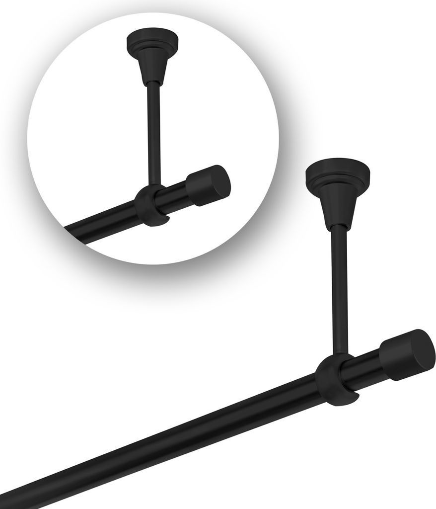 Ganci Regolabili Per Asta Tenda Da Parete 4 Pezzi – Supporto Per Aste Da 2.5 Cm, Nero, Per Tende E Doccia