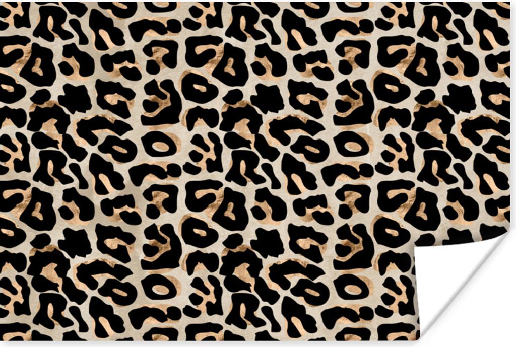 MuchoWow Poster Tierprint - Panther - Schwarz - Luxus 180x120 cm - Fotoplakat