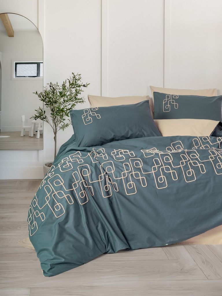 L'Essentiel Linge de Maison, Ranforce Doppel-Bettbezug-Set, Kerja - Beige, 100 % BAUMWOLLE RANFORCE, Beige, 200 x 220 cm