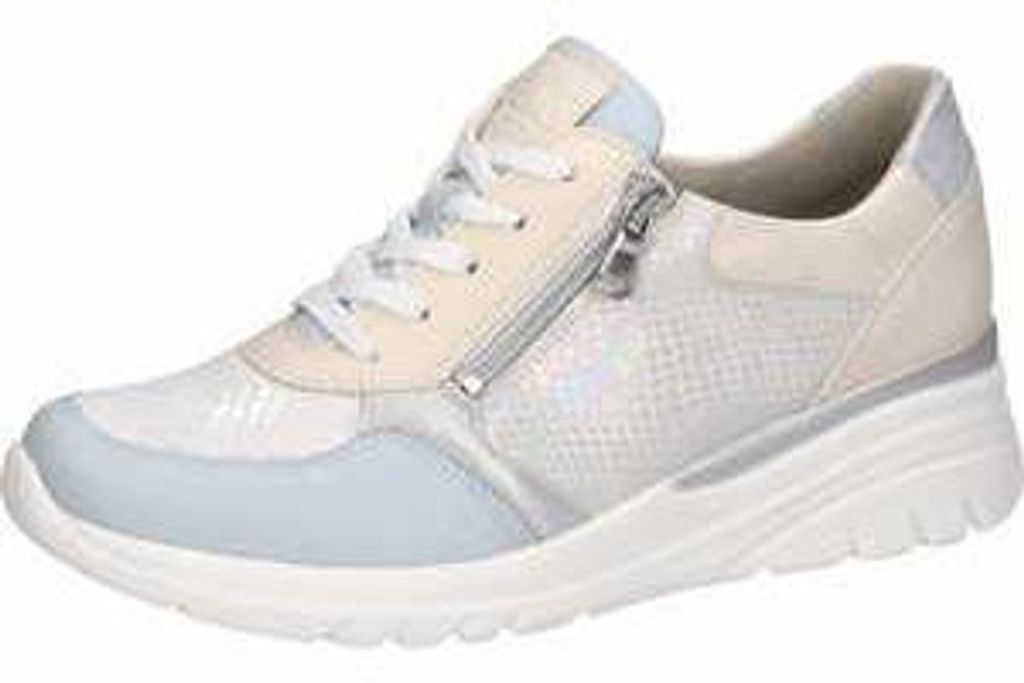 Waldläufer 927H02 703 267 Damen Sneaker Carla Hellblau Beige Multi, Blau, Gr. 6