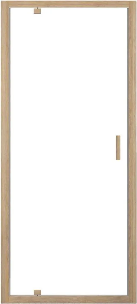 Porte de douche pivotante WOOD CRUSH avec profilés bois et verre 6mm