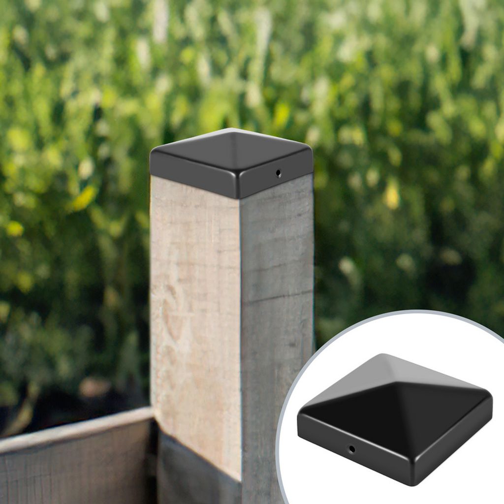 Jopassy 10x Pfostenkappe Garten Abdeckkappe Zierkappe Gartenzaun Zaunkappe Schwarz 71mm