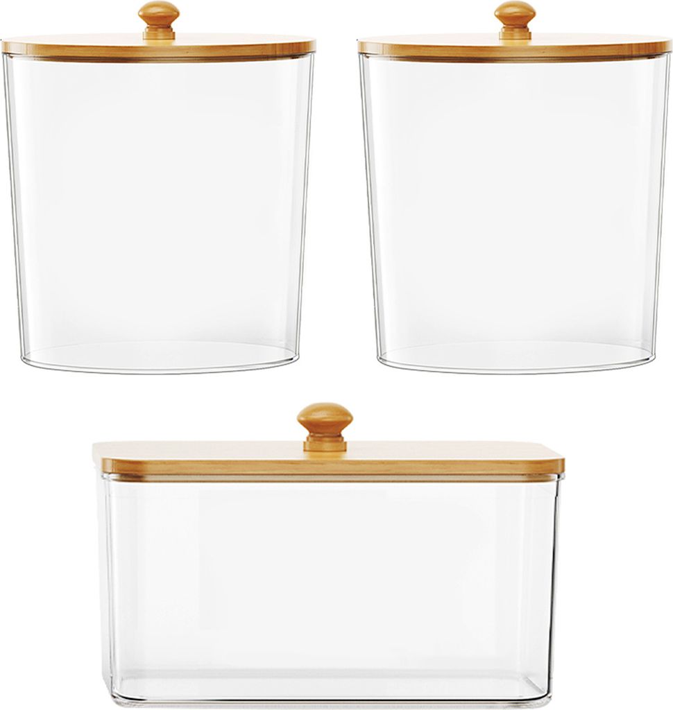3-teiliger Wäschebehälter mit transparentem Design und großer Kapazität, Wäscheraum-Organisationsbehälter mit Bambusdeckel