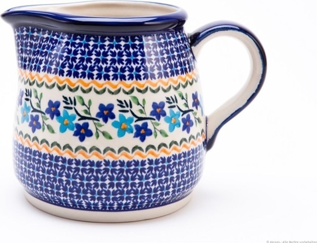 Bunzlauer Keramik 1,2 L Kanne – Krug mit gedrungener Form und breiter Standfläche, Nachbildung 1154a