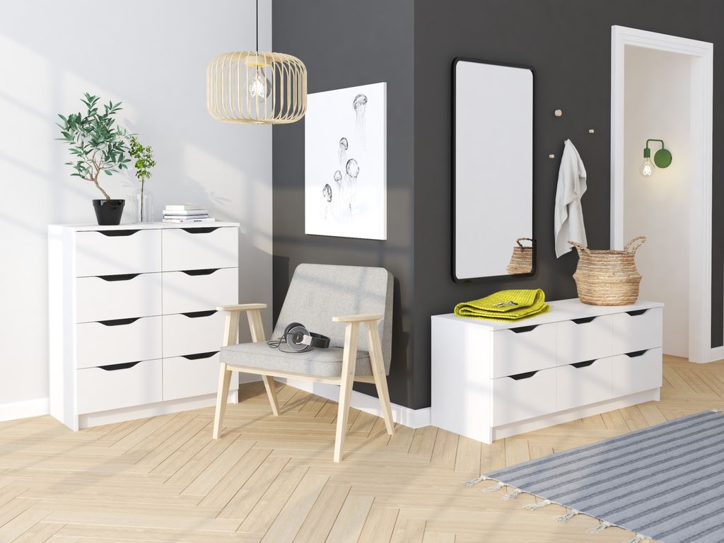 Široká zásuvková komoda LOWAKE 4 - biela Obrázok produktu 4