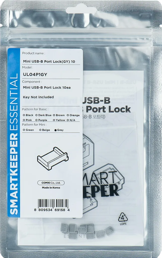 SmartKeeper MUL04P1GY 10x Micro-USB Port Blocker Grigio - Stock Limitato
