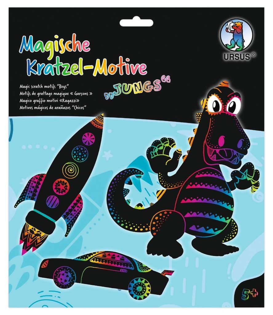 URSUS 24540002F, Rubbelkarte für Kinder, Schwarz, Mehrfarbig, 6 Stück(e)