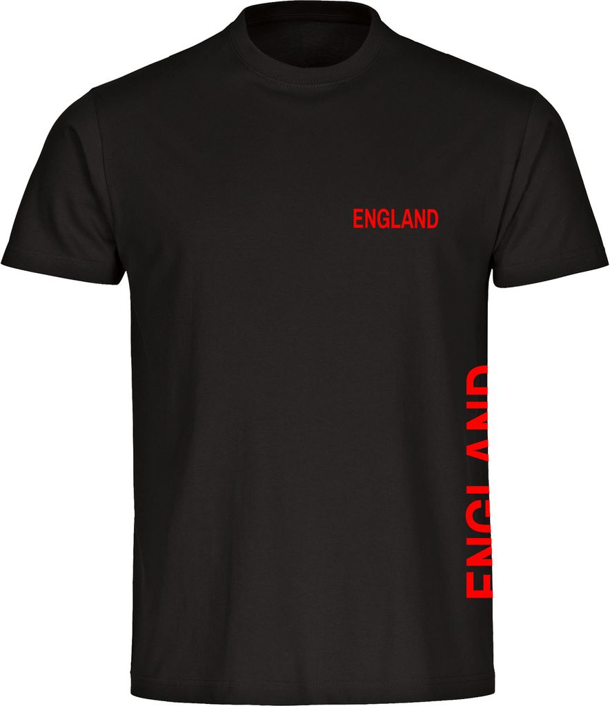 multifanshop Herren T-Shirt - England - Brust & Seite, schwarz, Größe XXL