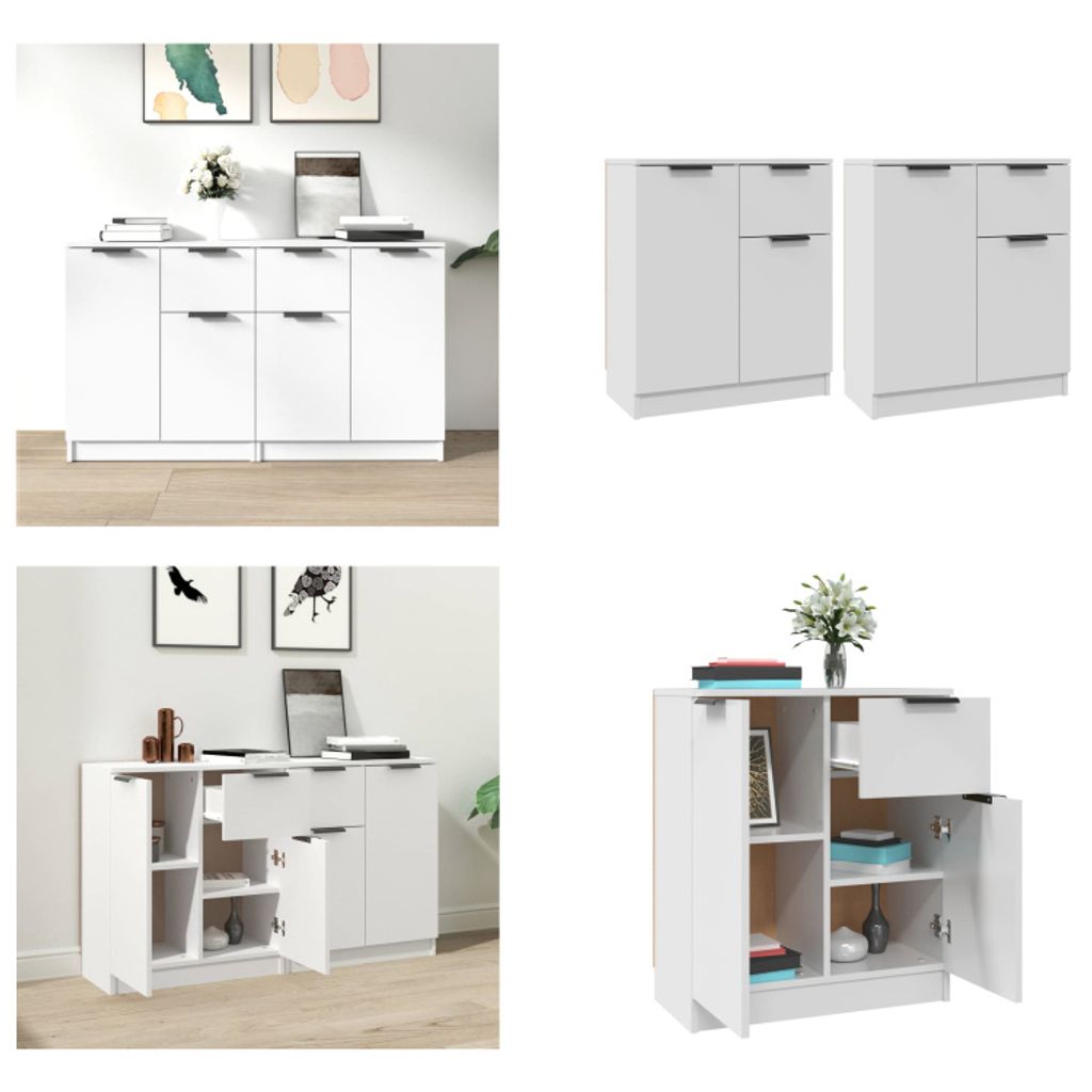 vidaXL Sideboards 2 Stk. Weiß 60x30x70 cm Holzwerkstoff - Sideboard - Sideboards - Schrank - Sideboard Schrank