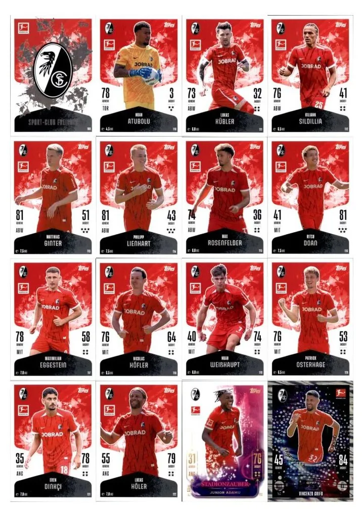 Match Attax 24/25 SC Fribourg - Pack Équipe Bundesliga aux Cartes Foil