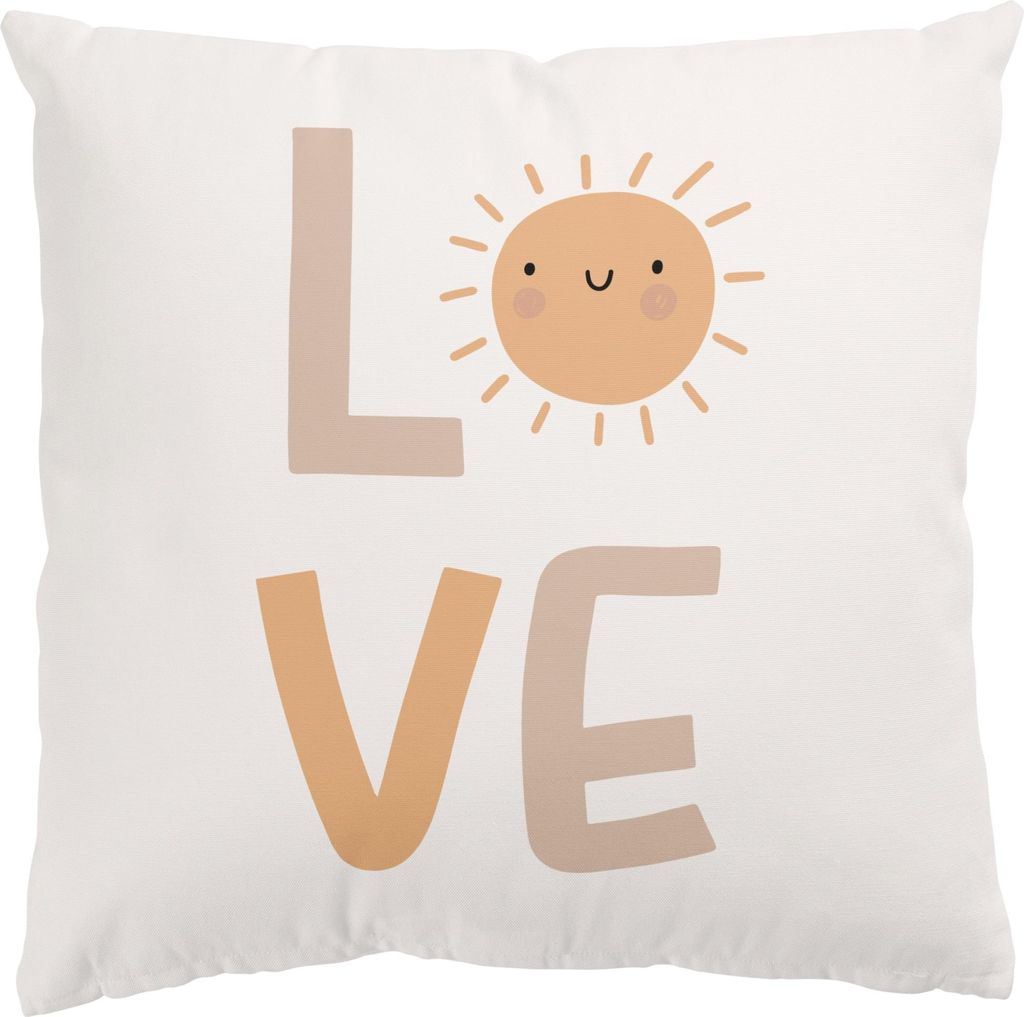 Dekokissen Sprüche draußen / Outdoor Zierkissen waschbar Design beige Illustration Sofakissen mit Füllung