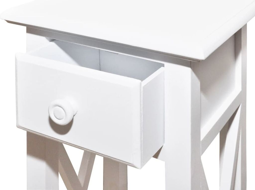vidaXL Beistelltisch mit Schublade Weiß Produktbild 3