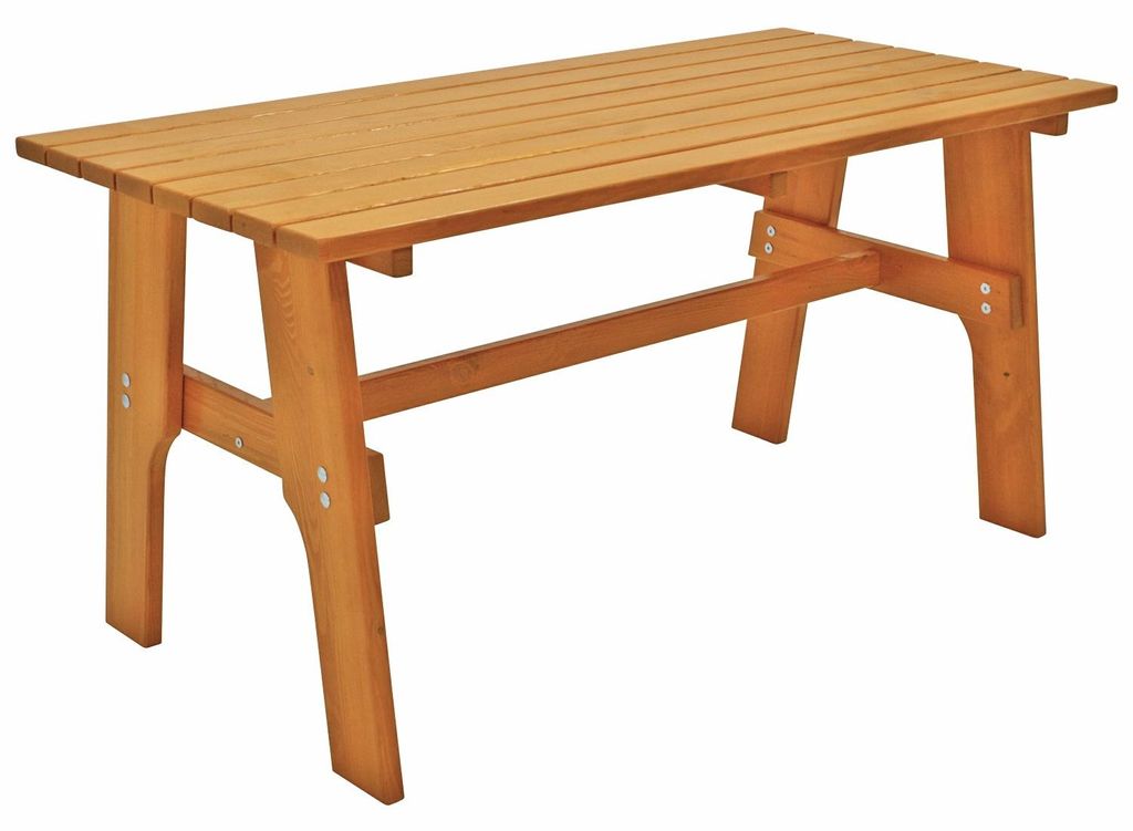 Gartentisch Holztisch Tisch aus Kiefernholz massiv helbraun Produktbild 