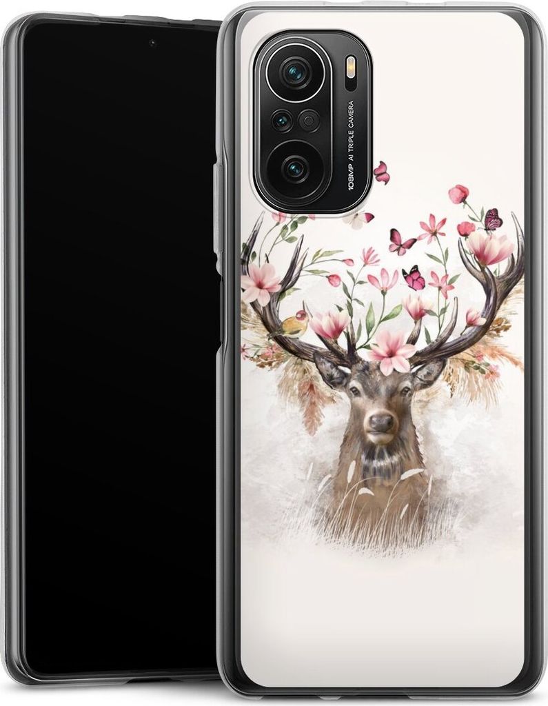 DeinDesign Handyhülle für Xiaomi Mi 11i Silikon Hülle Case Smartphone Schutzhülle Blumen Hirsch Tiere