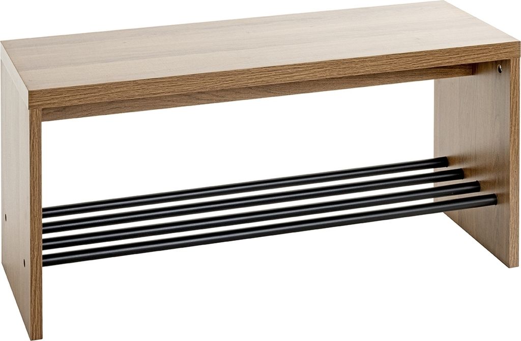 Schuhbank >37149< in eiche, schwarz, MDF, Metall - 80x40x30cm (BxHxT)