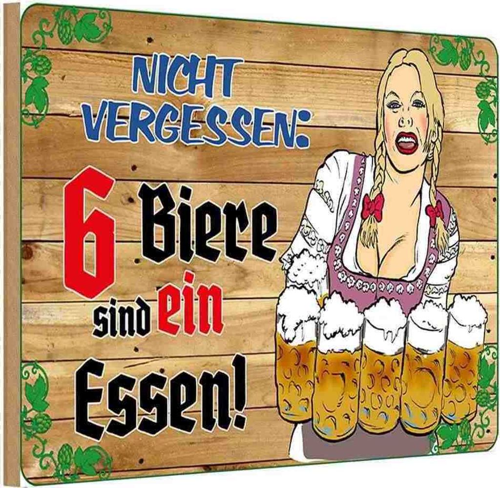 vianmo Holzschild 20x30 cm Alkohol 6 Biere sind ein Essen