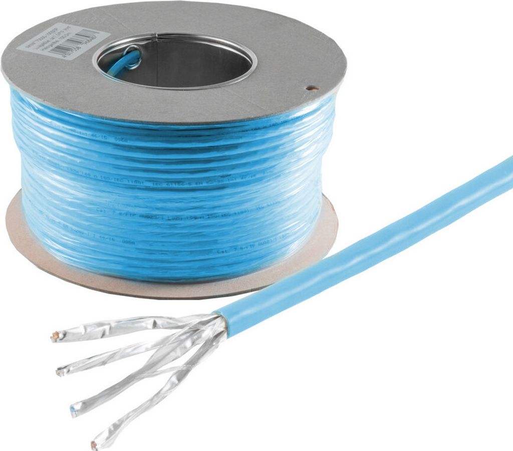 Helos Verlegekabel, Cat 8, S/FTP, PiMF, LSZH, blau, 100m Ring Cat 8, 2000 MHz , paarweise und Gesamtabschirmung (PimF) , Bandbreite bis zu: 40 Gbit...
