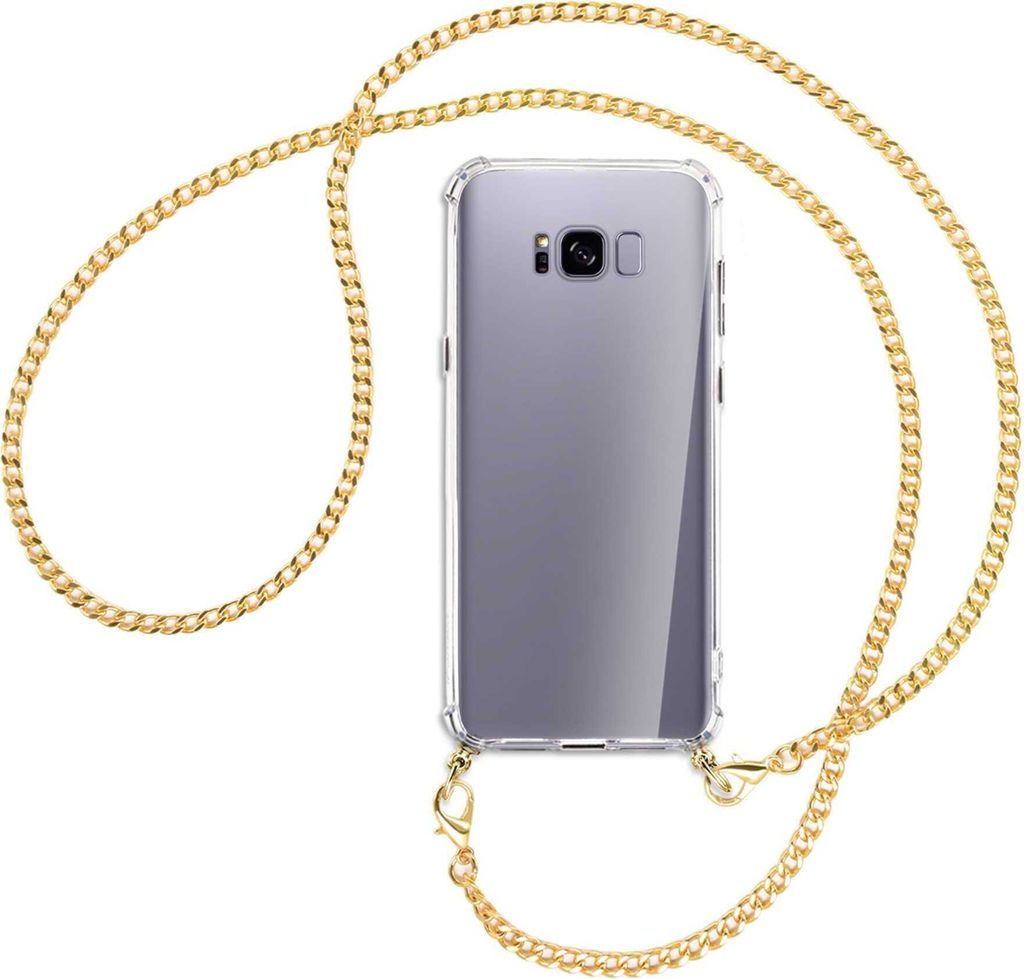Handykette Backcover-Schutzhülle mit Band (Metall goldfarben) für Samsung Galaxy S8 Plus - goldfarbene Kette