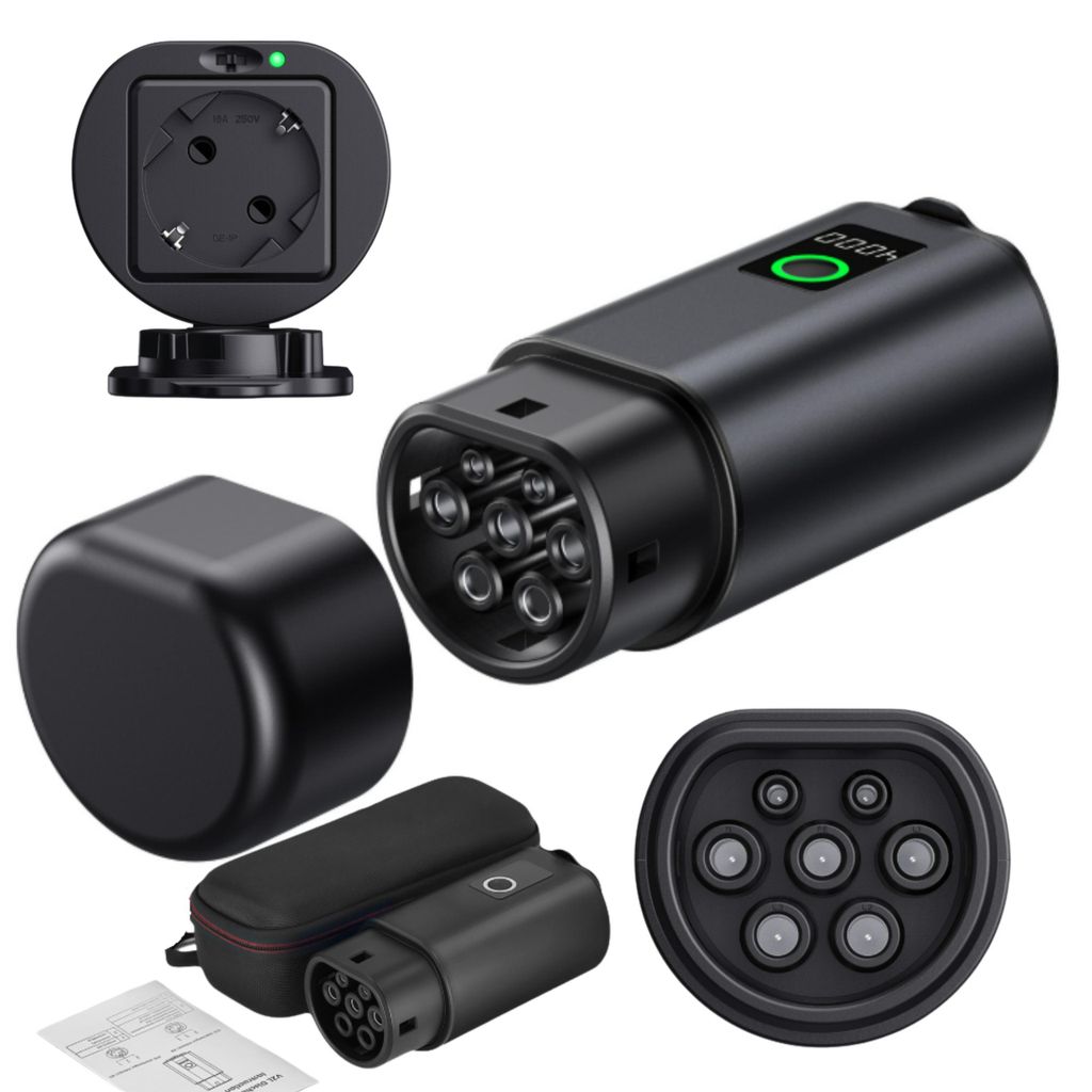 Adapter V2L Type 2 - Schuko 3500W z wyświetlaczem mocy i Zdjęcie produktu 