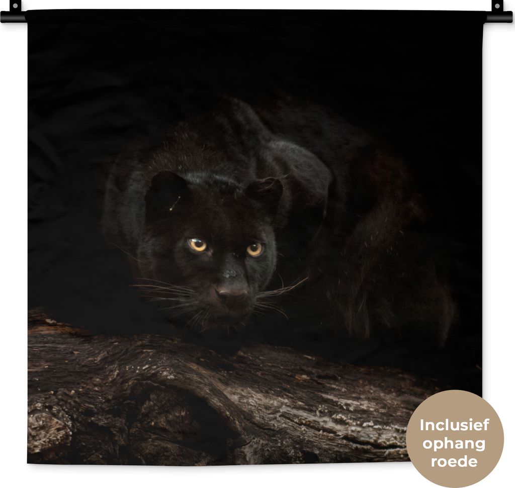 MuchoWow Wandteppich Wandbehang Panther - Wald - Augen 60x60 cm Tapisserie Dekoration Wandtuch - Dekorationen - Wand Decke