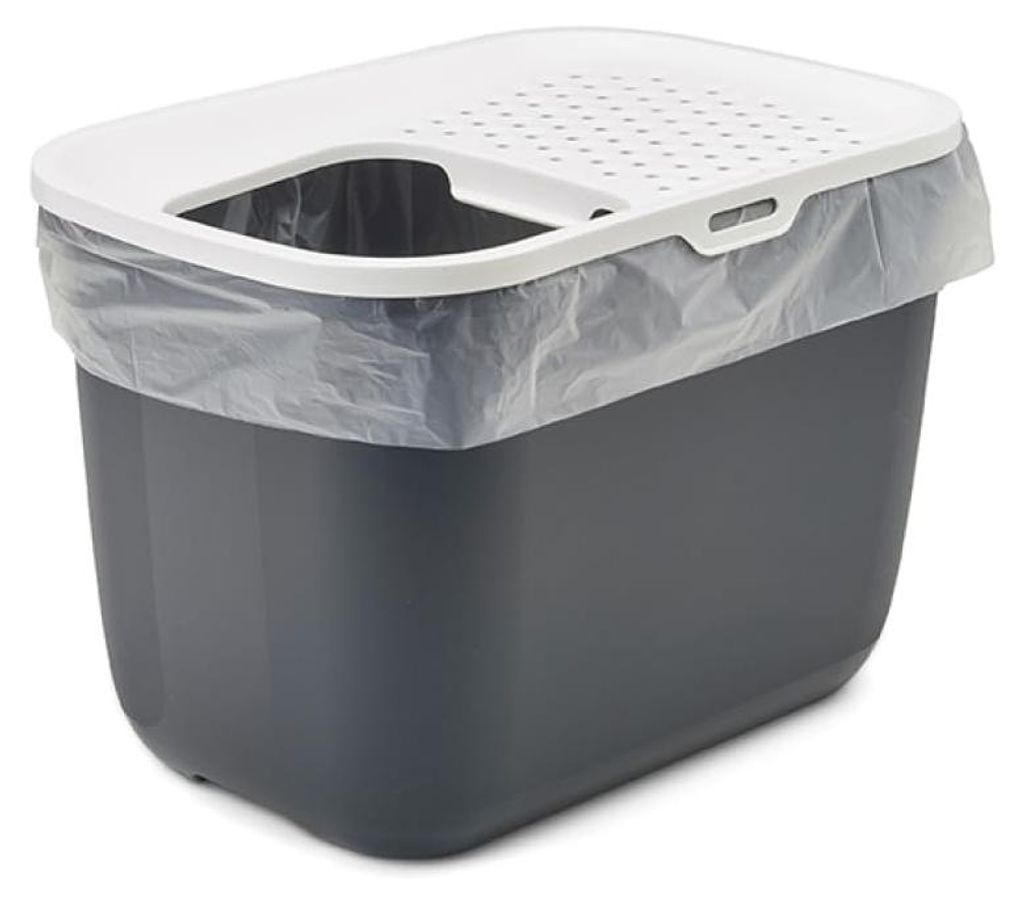SAVIC HOP, antraciet met witte deksel – kattenbak – 58,5 x Productafbeelding 