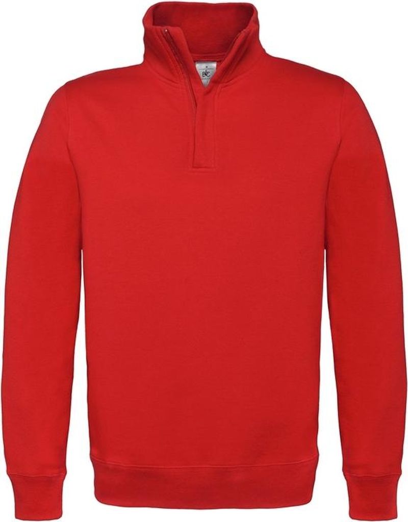 Sweatshirt, halber Reißverschluss - B&C ID.004 - red - Größe M