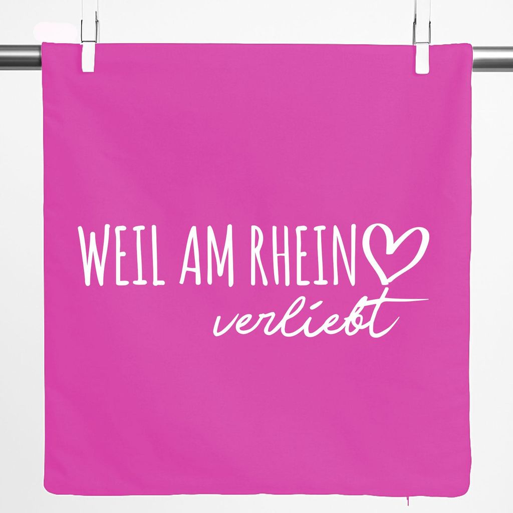 Huuraa Kissenbezug Weil am Rhein verliebt 40x40cm Fuchsia Baumwolle Dekokissenbezug Geschenkidee