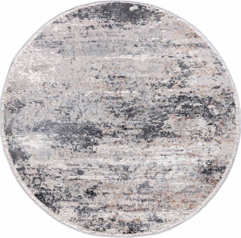 Mazovia Teppich Grau Rund Abstrakt - Wohnzimmer, Schlafzimmer, Esszimmer, Büro, Kurzflor Rund - Zertifikat - Stilvoller, Grau - 240 x 240 cm