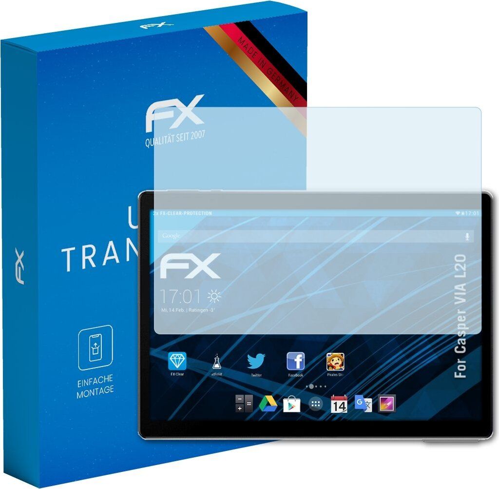 atFoliX FX-Clear 2x Schutzfolie kompatibel mit Casper VIA L20 Displayschutzfolie