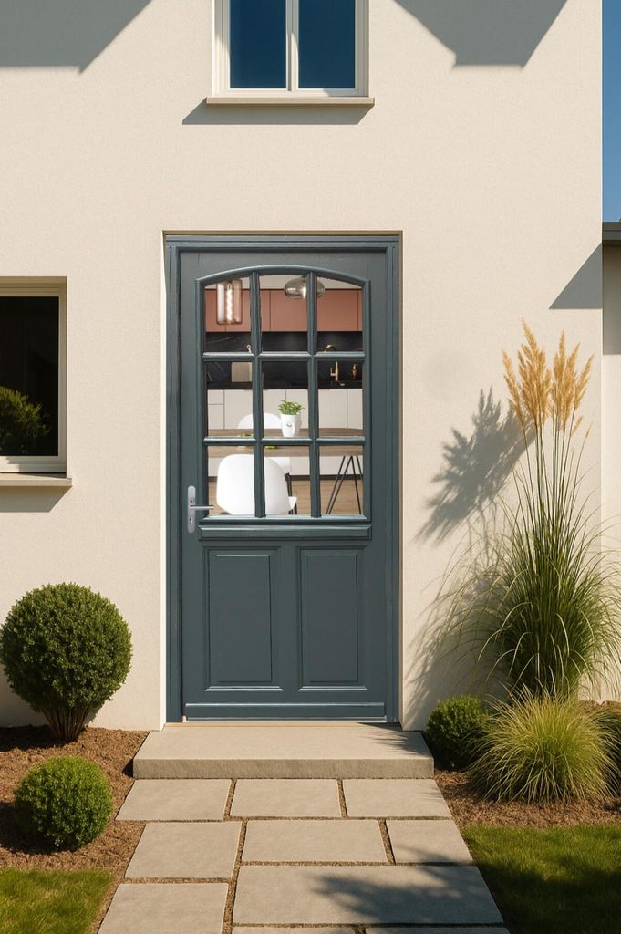 Porta d'ingresso in legno con vetro Alexa grigio antracite, Immagine del prodotto 